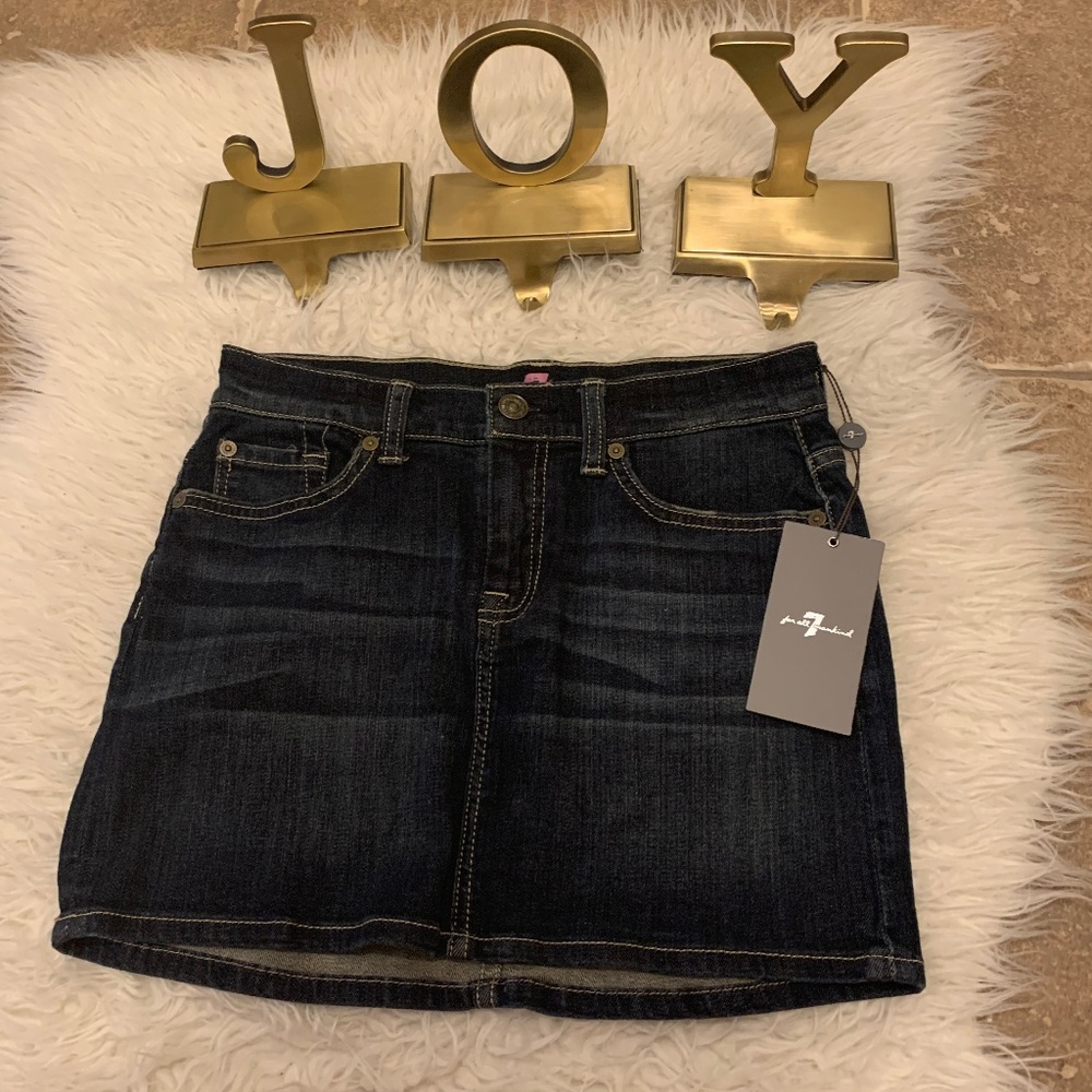 SOLD!NWT 7FAMK Dark Wash Jean Skirt for Girl - Picture 1 of 5
